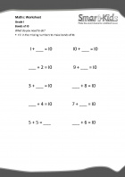 Grade 1 Maths Worksheet: Bonds of 10