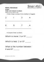 Grade 1 Maths Worksheet: Order and compare numbers