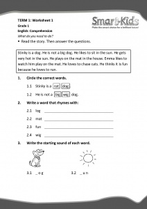 Grade 1 English Worksheet: Comprehension