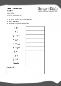 grade 4 maths worksheet place value smartkids