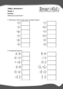 Grade 5 Maths Worksheet: Fractions